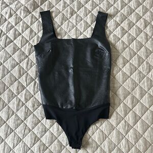 Commando Black Faux Leather Bodysuit